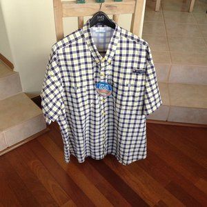 NWT Columbia PFG Fishing Gear Shirt Size 3X Omni Shade Plaid Short Sleeves